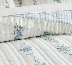 LoveShackFancy Rosette Embroidered Quilt