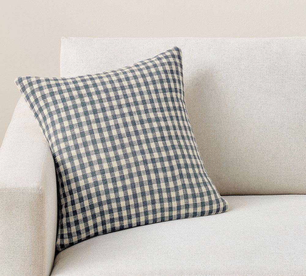 Blaine Check Pillow - Indigo, 18"