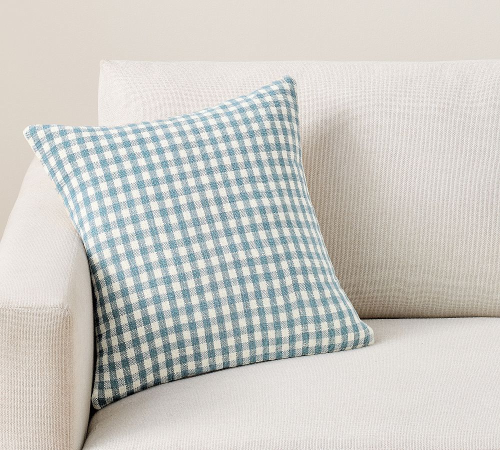 Blaine Check Pillow - Light Blue, 18"