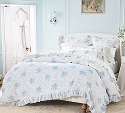 LoveShackFancy Belgian Flax Linen Rose Duvet Cover