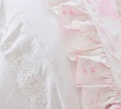 LoveShackFancy Belgian Flax Linen Duvet Cover with Lace Trim