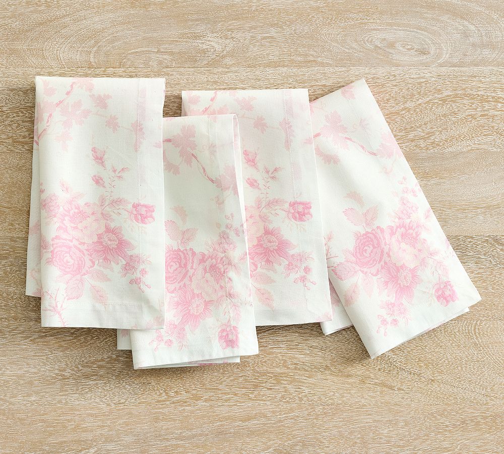 LoveShackFancy Cotton Rose Napkins - Set of 4 - Set of 4 - Pink