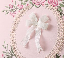 LoveShackFancy Embroidered Lace Bow Pillow