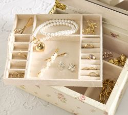 LoveShackFancy Leather Floral Jewelry Travel Box