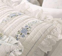 LoveShackFancy Rosette Embroidered Quilted Sham
