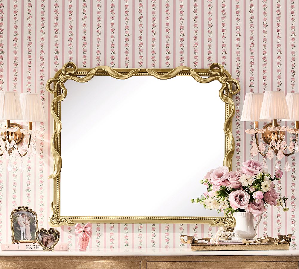 LoveShackFancy Gold Double Bow Mantel Mirror