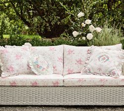 LoveShackFancy Floral Bow Outdoor Pillow