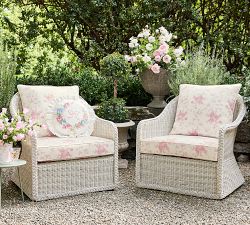 LoveShackFancy Floral Bow Round Outdoor Pillow