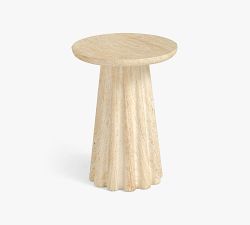 Sienna Faux Travertine Round Outdoor Accent Table (14")