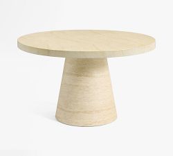 Pomona Faux Travertine Round Outdoor Dining Table (52")