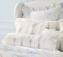 LoveShackFancy Blue Rosette Filled Bolster Pillow