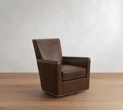 Irving Square Arm Leather Swivel Chair