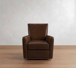 Irving Square Arm Leather Swivel Chair