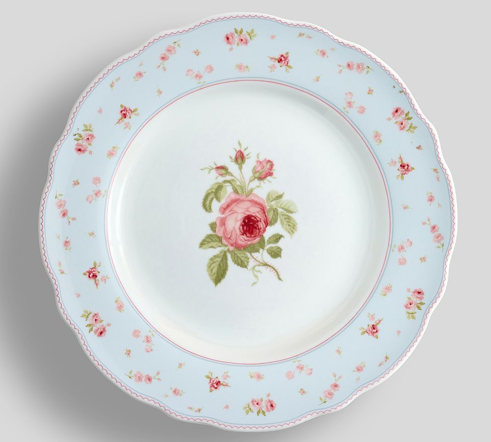 LoveShackFancy Garden Floral Porcelain Dinner Plates - Set of 4 - Set of 4 - Blue Multi