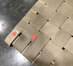 Open Box: Fenton Woven Leather Stool, Counter Height 24" - Legacy Taupe , Seadrift Finish