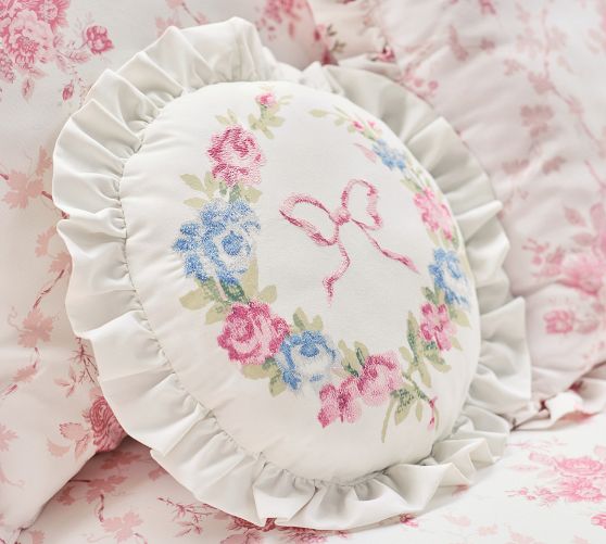 LoveShackFancy Floral Bow Round Outdoor Pillow