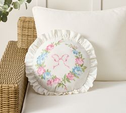 LoveShackFancy Floral Bow Round Outdoor Pillow