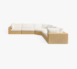 Kostas Wicker 5-Piece Outdoor Wedge Sectional (176")