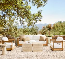 Pomona Faux Travertine Round Outdoor Side Table (12")