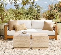 Pomona Faux Travertine Square Outdoor Bunching Table (22")
