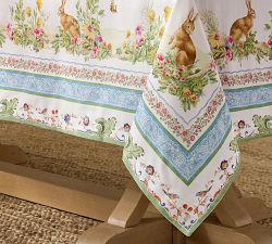 Botanical Bunny Border Print Cotton Tablecloth