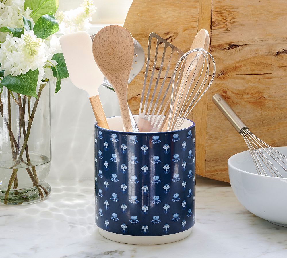 Kravet Floret Stoneware Utensil Holder