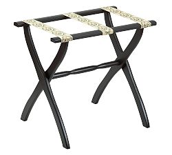 Wood Luggage Rack with Embroidered Straps