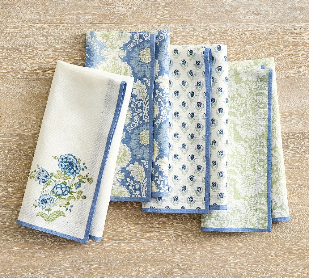 Kravet Cotton Napkins - Mixed Set of 4, Azure