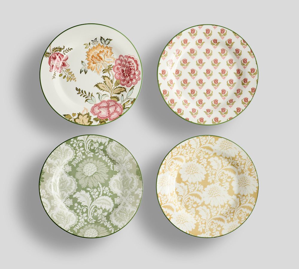 Kravet Jardin Stoneware Appetizer Plates - Mixed Set of 4 - Mixed Set of 4 - Multi