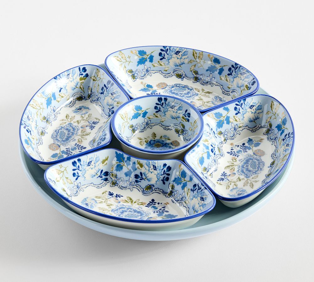Kravet Arboretum Stoneware Multi-Condiment Server - Blue
