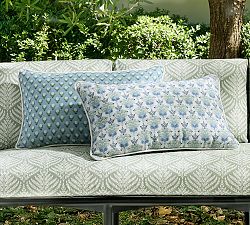 Kravet Blossom Petite Floral Lumbar Outdoor Pillow