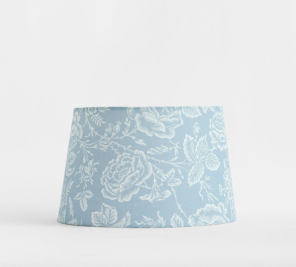 Kravet Tapered Drum Rose Toile Shade (15"-20") - Chambray, Medium