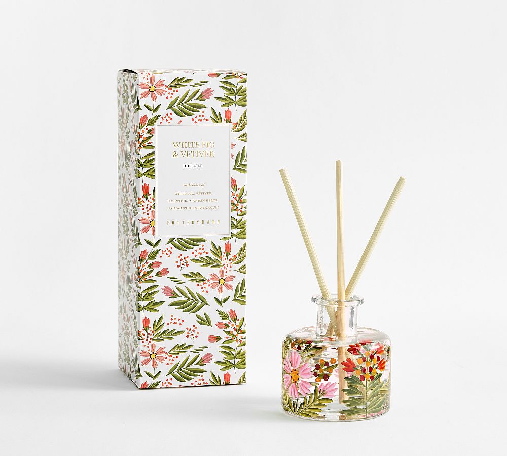 Hand Painted Flower Scent Collection - White Fig & Vetiver - Pink/Red (White Fig & Vetiver), Diffuser