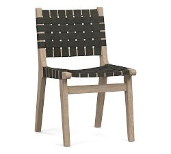 Open Box: Fenton Leather Dining Chair - Churchfield Ebony, Seadrift Frame