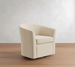 Open Box: Hyde Upholstered Swivel Armchair - Performance Boucle Oatmeal