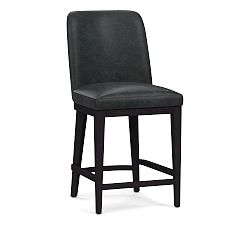 Open Box: Layton Leather Bar Stool (25") - Keystone Navy, Black
