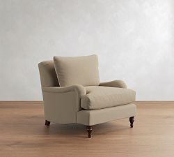 Open Box: Carlisle English Arm Upholstered Armchair, Polyester Wrapped Cushions - Performance Suede, Stone