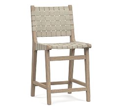 Open Box: Fenton Woven Leather Counter Stool (24") - Statesville Pebble, Seadrift