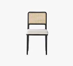 Open Box: Lisbon Cane Dining Chair, Set of 2 - Saville Flax, Brushed Ebony Finish