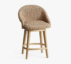 Open Box: Seagrass Bucket Swivel Counter Stool (27") - Gray Wash