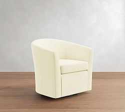 Open Box: Hyde Upholstered Swivel Armchair - Basketweave Slub Ivory