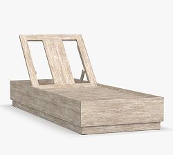 Open Box: Indio Eucalyptus Modern Platform Outdoor Single Chaise Lounge Frame, Individual - Biscotti