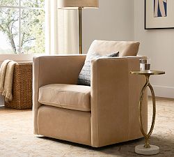 Ayden Barrel Arm Leather Swivel Chair