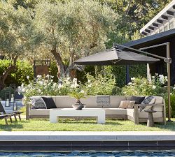 10' Rectangular Cantilever Outdoor Patio Umbrella - Rustproof Aluminum Frame with Base