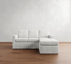 Cameron Square Arm Slipcovered Reversible Chaise Sectional (86")