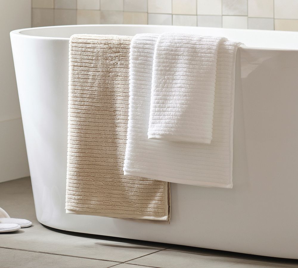 Classic Ribbed Organic Bath Towel - White