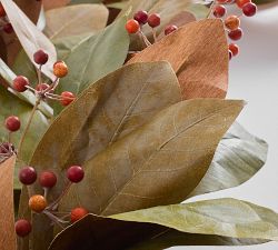 Faux Faded Magnolia and Berry Wreath &amp; Garland
