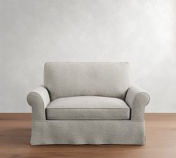 PB Comfort Roll Arm Slipcovered Twin Sleeper Sofa  (64")