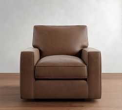 PB Comfort Square Arm Leather Swivel Chair