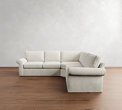 Pearce Roll Arm Slipcovered 3-Piece L-Shaped Wedge Sectional (122"&ndash;130")